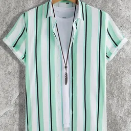 Metronaut Men Standard Regular Fit Spread Collar Vertical Striped Casual Shirt-image-89