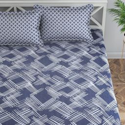 Florida Grey & White Geometric 200 TC King Bedsheet with 2 Pillow Covers-image-77