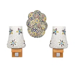 Somil Indore Mosaic Decorative Lamp Combo of Matching Wall Lamp & Blessing God Ganesh Wall Lamp, Multi Compatible with LED, Size: 14 X 14 X 22 Cm, Pack of 3.-image-60