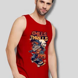UpClothing Printed Cotton Innerwear Gym Vest UC-PV-RED|CHILLTHRILL-S-image-30