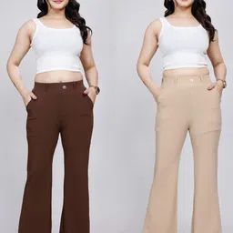 NU CLOTHS Women Pack Of 2 Original High-Rise Pleated Trousers-picture-35