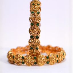 POSHIFY Set of 2 Gold-Plated Pure Brass Artificial Stones and Beads Bangles-image-84