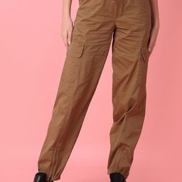 UNLIMITED Women Solid Cotton Cargos Trousers-image-33