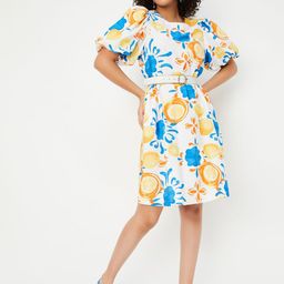 max Floral Print Puff Sleeve A-Line Dress-picture-15