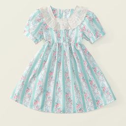 LULU & SKY Floral Striped Flared Sleeve Fit & Flare Dress-56
