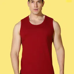 WOOSTRO Pack Of 2 Printed Combed Cotton Gym Vests VWS26(ALONE YELLOW)(PLAIN MAROON)-image-68
