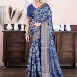 DIVASTRI Floral Zari Silk Blend Saree-picture-26