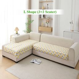 HOKIPO L Shape Quilted Printed Windmill Cyber Yellow Sofa Cover Mat-picture-11