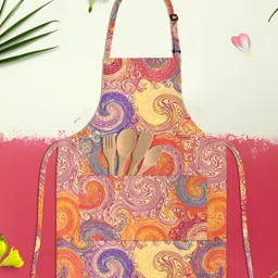 ArtzFolio Orange Colored & Cream Colored Printed Cotton Aprons-28