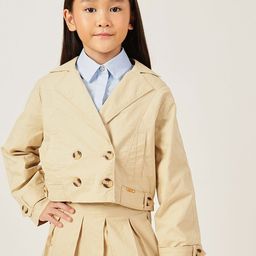 One Friday Girls Lapel Collar Solid Lightweight Open Front Jacket-picture-5