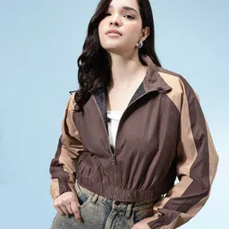 glitchez Colourblocked Raglan Sleeves Windcheater Crop Bomber Jacket-picture-23