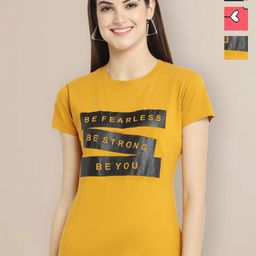 Metronaut Women Typography 3 Printed Applique T-shirt-image-77