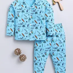 LITTLE NINJA Boys Conversational Printed  Pure Cotton Shirt with Pyjama-picture-23