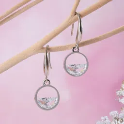 Jazz and Sizzle Rhodium-Plated Crystals Studded Circular Drop Earrings-68