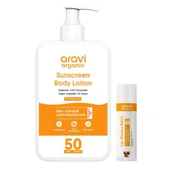 Aravi Organic Set Of 2 Sunscreen Body Lotion- 200 ml & Lip Balm- 5 g-picture-30