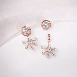 GIVA Rose Gold Floral Glam Diamond Earrings-image-28