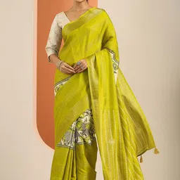 Libas Floral Printed Zari Saree-image-91