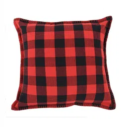 Lushomes Red & Black Set of 2 Checked Square Cushion Covers image 4