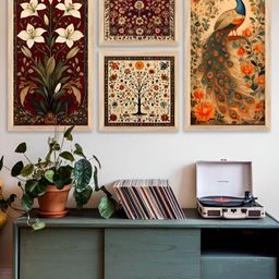 Kotart Brown & Orange 4 Pieces Wooden Floral and Botanical Wall Arts-picture-28