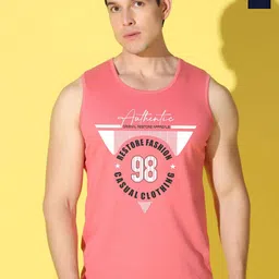 WOOSTRO Pack Of 2 Printed Super Combed Cotton Gym Vests VWS26(98 PEACH)(MORE NAVY)-image-26