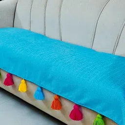THROWPILLOW Blue & Multicoloured Solid Polyester 1 Piece Sofa Cover-18