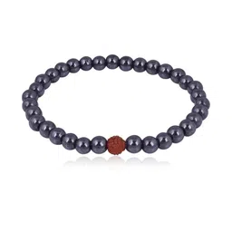 Divine souvenirs Unisex Rudraksha Beaded Elasticated Bracelet-70