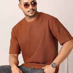 V-Mart Men Self Design Round Neck Cotton T-shirt-image-66