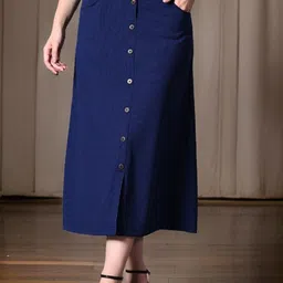 Myshka Ribbed A-Line Midi Skirt-image-8