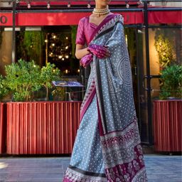 ODETTE Bandhani Satin Saree-picture-1