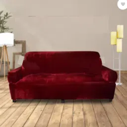 Velvet Plain 3 Seater Sofa Cover-picture-10