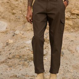 Andamen Men Ultra Easy Wash Solid Cotton Cargos Trousers-image-91