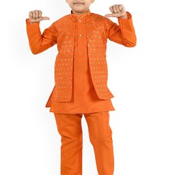 BAESD Boys Ethnic Motifs Embroidered Regular Kurta with Pyjamas-17