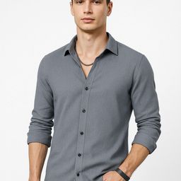 IKON FASHION Men Textured Spread Collar Casual Shirt-image-90