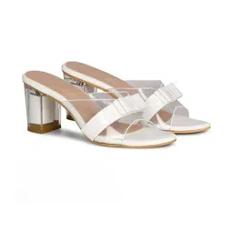TODRIA White Synthetic Leather Block Heels-image-59