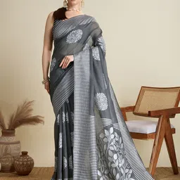 House of Pataudi Ethnic Motifs Woven Design Saree With Unstitched Blouse-picture-36