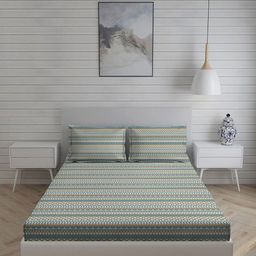 Living scapes by Pantaloons White & Grey 220TC Cotton King Bedsheet Set 2.74 m x 2.74 m-image-31