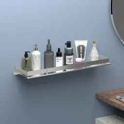 Kuber Industries Silver-Toned Stainless Steel Multi-Purpose Wall Shelf-24