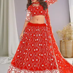 F Plus Fashion Net Semi-Stitched Lehenga Choli-image-31