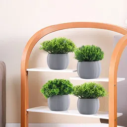Kuber Industries Grey & Green8 Pieces Succulent Artificial Plants With Pots image 3