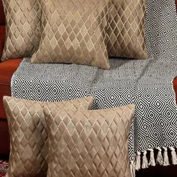 TANLOOMS Set Of 5 Brown Velvet Square Cushion Covers-image-62