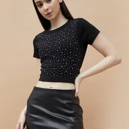 Ginger by Lifestyle Women Geometric Printed Round Neck Cotton T-shirt-image-5