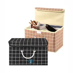 Aura Brown & Black 2 Pieces Multipurpose Storage Box With Handle-35