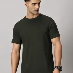 LEON Men Solid Round Neck Cotton T-shirt-image-47