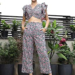 plusS Printed V-Neck Top With Trousers Co-Ords-picture-36