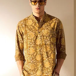 DENNISON Men Floral Printed Block Print Kurta-picture-21