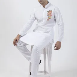 DEVOILER Men Ethnic Motifs Printed Regular Kurta with Pyjamas image 4