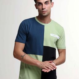 Estilocus Colourblocked Short Sleeves Cotton T-shirt-image-90