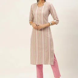 KALINI Women Striped Regular Kurta with Trousers-picture-33