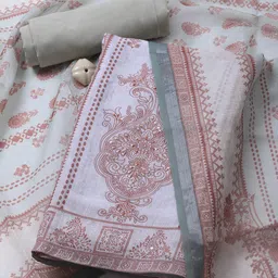 Meena Bazaar Floral Printed Linen Unstitched Dress Material-85