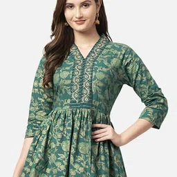 PALSIYA PRESENTS Women Floral Printed A-Line Cotton Regular Top-image-82